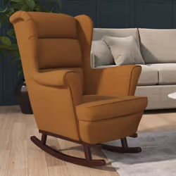 vidaXL Fauteuil à bascule pieds en bois massif d'hévéa Marron Velours - TU