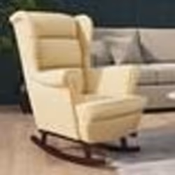 vidaXL Fauteuil à bascule pieds en bois massif d'hévéa Crème Velours - TU