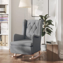 Vidaxl - Fauteuil avec pieds à bascule en bois d'hévéa Gris clair Tissu