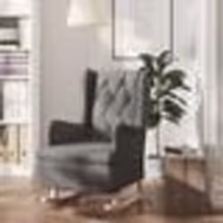 vidaXL Fauteuil avec pieds à bascule en bois d'hévéa Gris foncé Tissu - TU