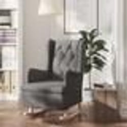 vidaXL Fauteuil avec pieds à bascule en bois d'hévéa Gris foncé Tissu - TU