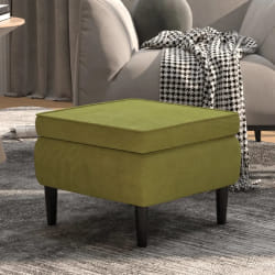 vidaXL Tabouret avec pieds en bois Vert clair Velours - TU