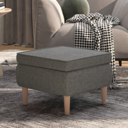 Tabouret avec pieds en bois Gris clair Tissu