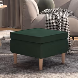 vidaXL Tabouret avec pieds en bois Vert foncé Tissu - TU