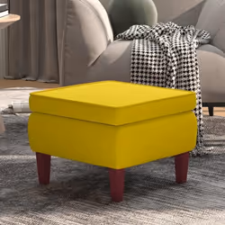 vidaXL Tabouret avec pieds en bois Jaune Velours - TU
