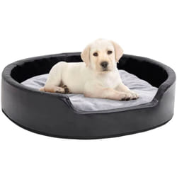 Lit pour chiens Noir et gris 79x70x19 cm Peluche et similicuir Vidaxl