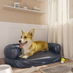 Lit pour chien ergonomique Mousse Bleu foncé 75x53cm Similicuir Vidaxl