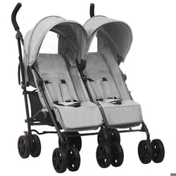 vidaXL Poussette à deux places Gris clair Acier - TU
