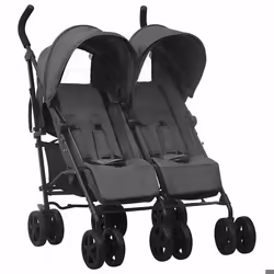 vidaXL Poussette à deux places Anthracite Acier - TU