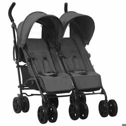 vidaXL Poussette à deux places Anthracite Acier - TU