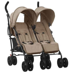 vidaXL Poussette à deux places Taupe Acier - TU