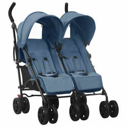 vidaXL Poussette à deux places Bleu marine Acier - TU