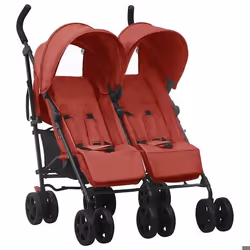 vidaXL Poussette à deux places Rouge Acier - TU
