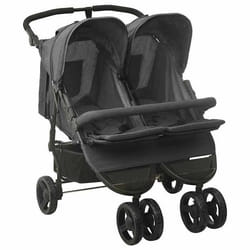 vidaXL Poussette à deux places Anthracite Acier - TU