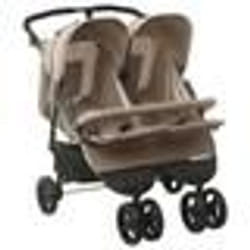 vidaXL Poussette à deux places Taupe Acier - TU