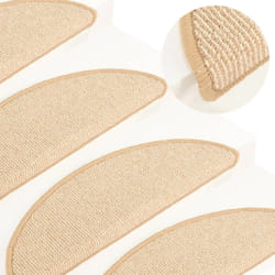 vidaXL Tapis marches d'escalier 15 pcs - Crème