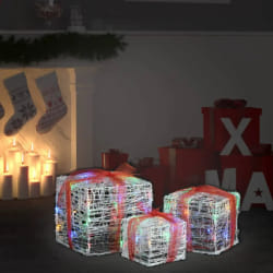 vidaXL Boîtes-cadeaux de Noël décoratives 3 pcs Acrylique colorées - TU