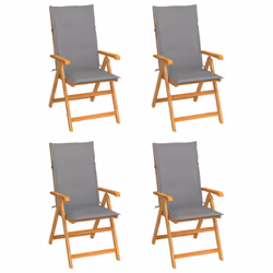 VidaXL 3072542, Terrace, Siège rembourré, Teck, Gris, Polyester, 570 mm