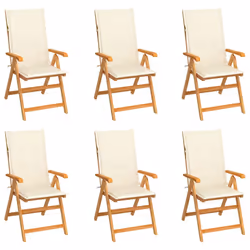 VidaXL 3072543, Terrace, Siège rembourré, Teck, Crème, Polyester, 570 mm