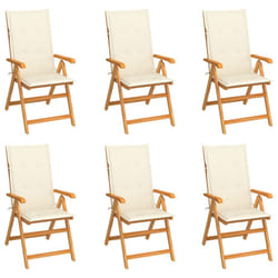 VidaXL 3072543 chaise d'extérieur Terrace Siège rembourré Teck Crème