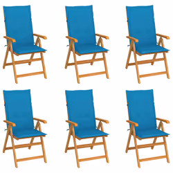 VidaXL 3072545, Terrace, Siège rembourré, Teck, Bleu, Polyester, 570 mm