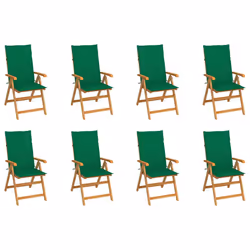 VidaXL 3072546, Terrace, Siège rembourré, Teck, Vert, Polyester, 570 mm