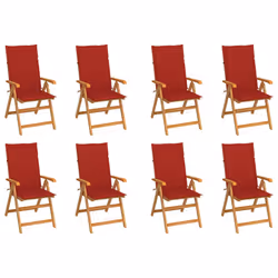 VidaXL 3072547, Terrace, Siège rembourré, Teck, Rouge, Polyester, 570 mm