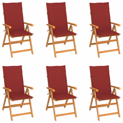 VidaXL 3072550, Terrace, Siège rembourré, Teck, Rouge, Polyester, 570 mm