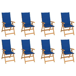 vidaXL Chaises inclinables de jardin et coussins lot de 8 Teck solide - TU