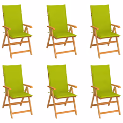 VidaXL 3072552, Terrace, Siège rembourré, Teck, Vert, Polyester, 570 mm