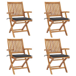vidaXL Chaises pliables de jardin avec coussins lot de 4 Teck solide - TU