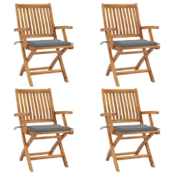 vidaXL Chaises pliables de jardin avec coussins lot de 4 Teck solide - TU