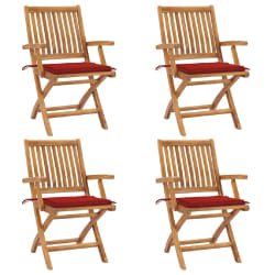 vidaXL Chaises pliables de jardin avec coussins lot de 4 Teck solide - TU