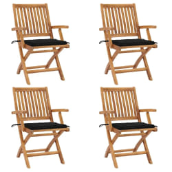 vidaXL Chaises pliables de jardin avec coussins lot de 4 Teck solide - TU