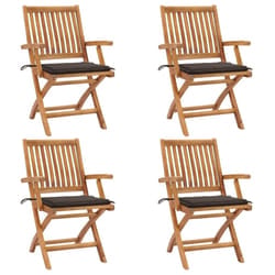 vidaXL Chaises pliables de jardin avec coussins lot de 4 Teck solide - TU