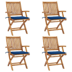 vidaXL Chaises pliables de jardin avec coussins lot de 4 Teck solide - TU