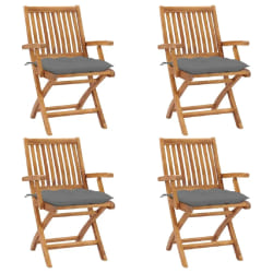 vidaXL Chaises pliables de jardin avec coussins lot de 4 Teck solide - TU