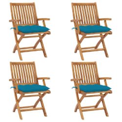 vidaXL Chaises pliables de jardin avec coussins lot de 4 Teck solide - TU