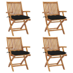 vidaXL Chaises pliables de jardin avec coussins lot de 4 Teck solide - TU