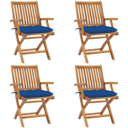 Chaises Pliables De Jardin Avec Coussins Lot De 4 Teck Solide Vidaxl