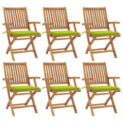 vidaXL Chaises pliables de jardin avec coussins lot de 6 Bois de teck - TU