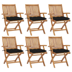 vidaXL Chaises pliables de jardin avec coussins lot de 6 Bois de teck - TU