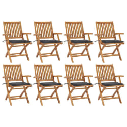 vidaXL Chaises pliables de jardin avec coussins lot de 8 Teck solide - TU