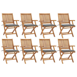 vidaXL Chaises pliables de jardin avec coussins lot de 8 Teck solide - TU