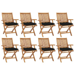 vidaXL Chaises pliables de jardin avec coussins lot de 8 Teck solide - TU