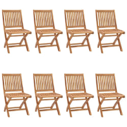 vidaXL Chaises pliables de jardin lot de 8 Bois de teck solide - TU