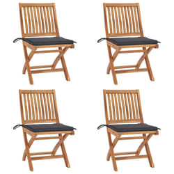vidaXL Chaises pliables de jardin avec coussins lot de 4 Teck solide - TU