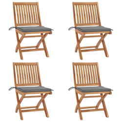 vidaXL Chaises pliables de jardin avec coussins lot de 4 Teck solide - TU