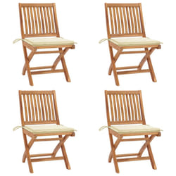 vidaXL Chaises pliables de jardin avec coussins lot de 4 Teck solide - TU