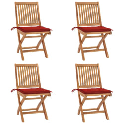 vidaXL Chaises pliables de jardin avec coussins lot de 4 Teck solide - TU